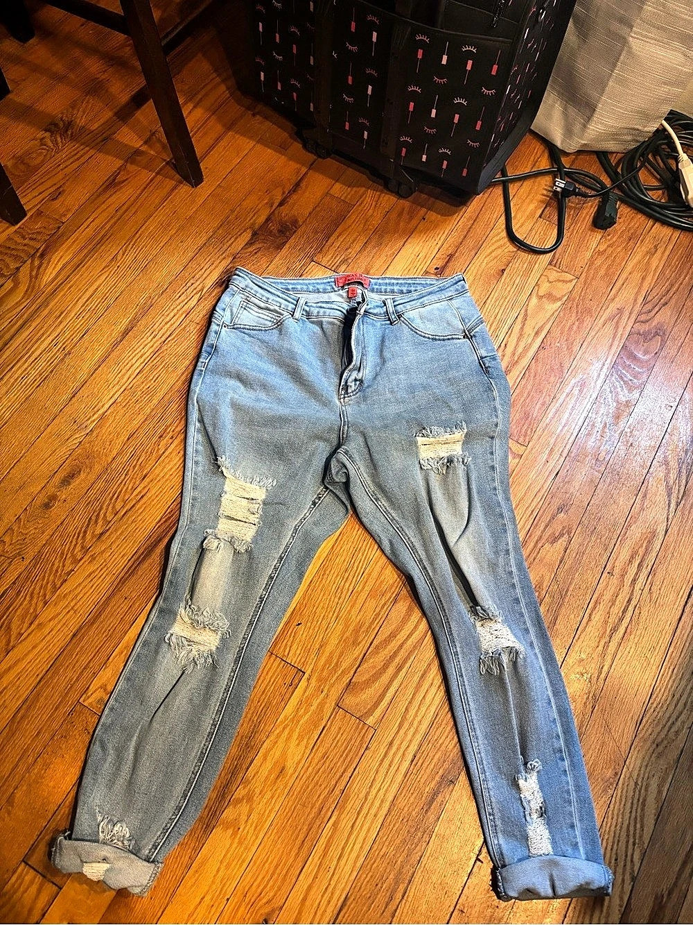 Wax Jean Butt I Love You High-Rise Ripped Skinny Jeans Skinny Jeans Blue Waist